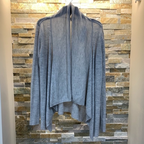 Vince Ribbed Open Front Wool Blend Cardigan - Picture 6 of 9